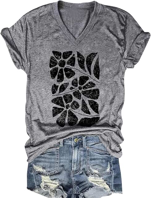 Women’s Summer Beach Top with Tree Print and V Neck
