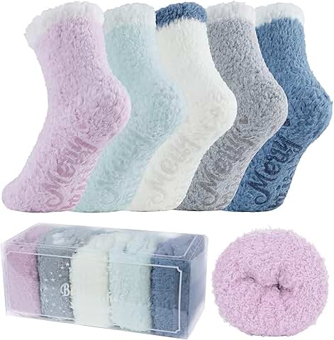 Cozy Fuzzy Socks for Women, Warm Winter Slippers
