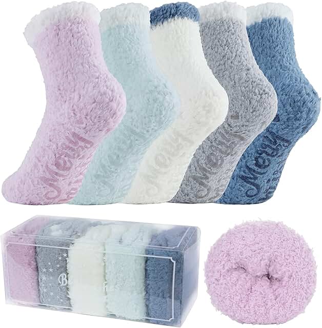 Cozy Fuzzy Socks for Women, Warm Winter Slippers