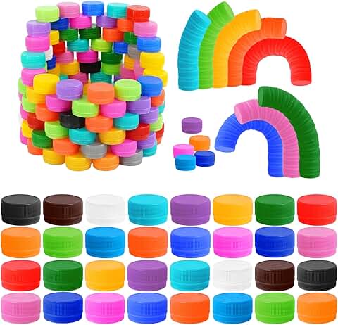 520 Colorful Plastic Bottle Caps for Crafts and Kids