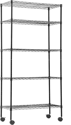 5-Tier Adjustable Wire Shelving Rack with Wheels