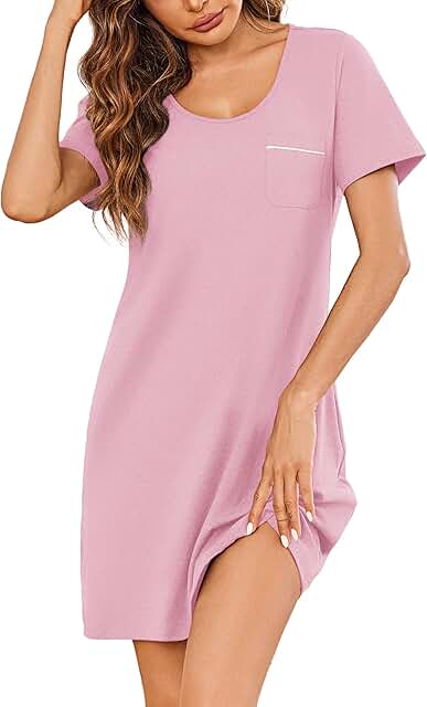 Women's Short Sleeve Nightgown with Chest Pocket