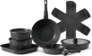 17-Piece Nonstick Cookware Set with Detachable Handles
