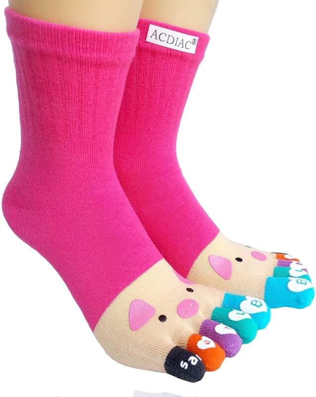 Women's Cotton Five Finger Cartoon Toe Socks