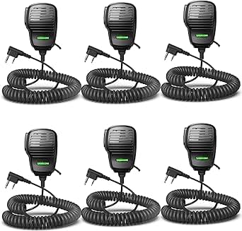 Waterproof IP67 Shoulder Microphone for Two-Way Radios, 6 Pack