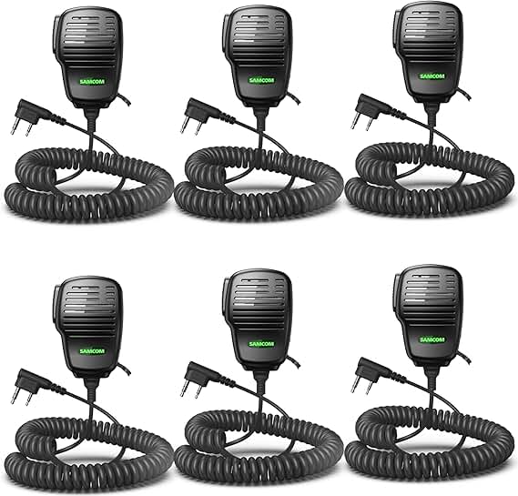 Waterproof IP67 Shoulder Microphone for Two-Way Radios, 6 Pack