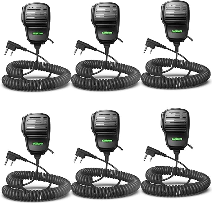Waterproof IP67 Shoulder Microphone for Two-Way Radios, 6 Pack