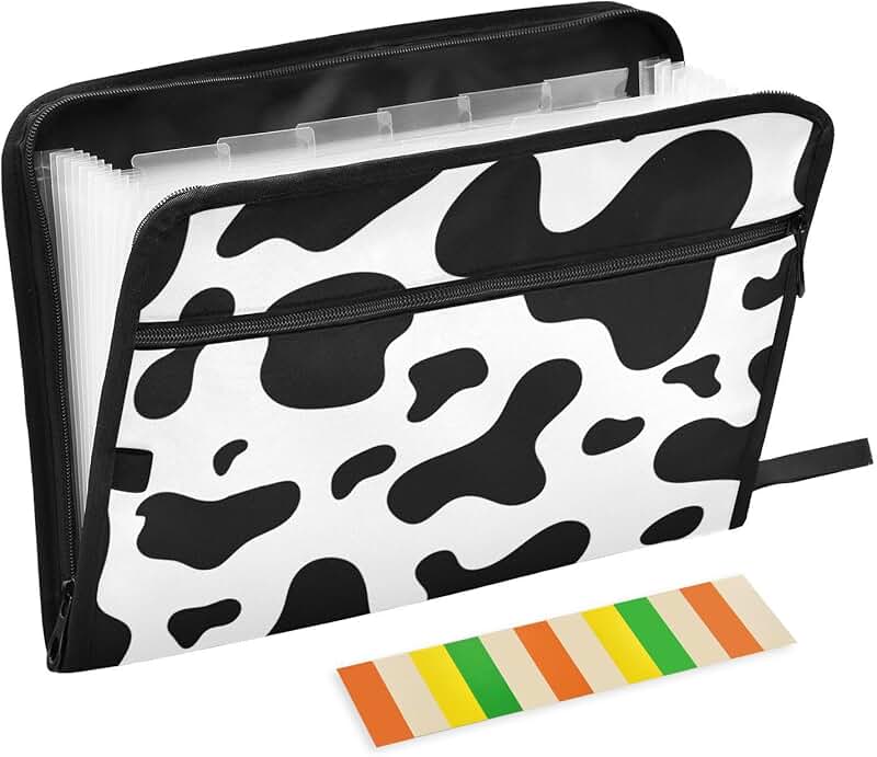 Cow Skin Print 13-Pocket Accordion File Folder