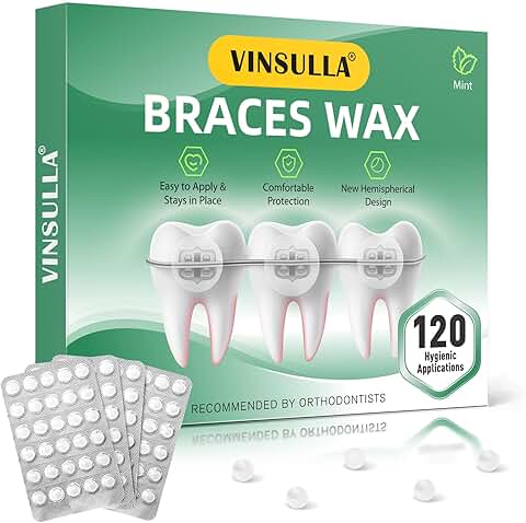 Dental Wax Dots for Braces, Mint, 120 Pack