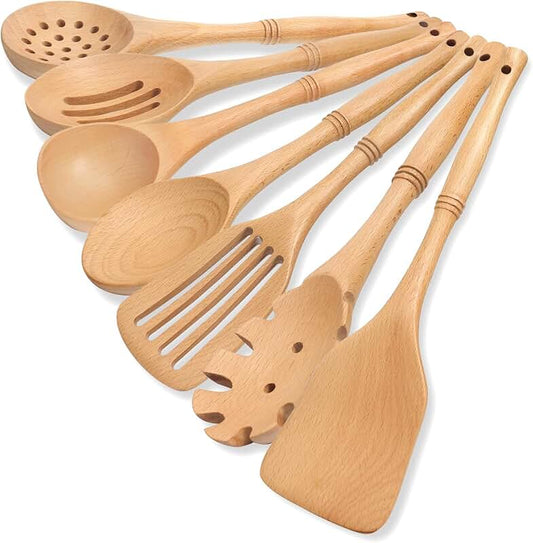 Set of two heat-resistant silicone cooking spoons