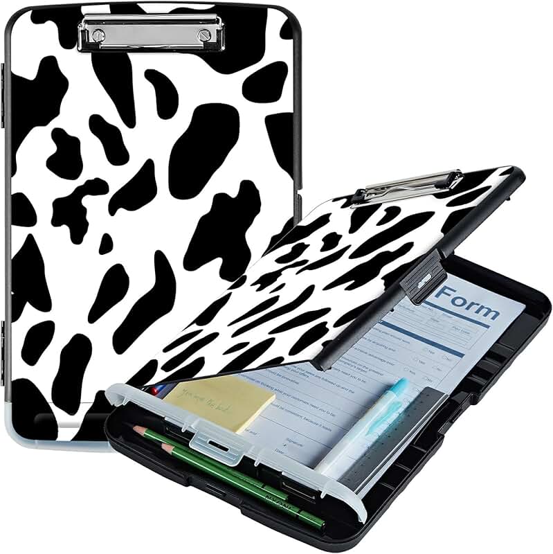 Cow Print Foldable Clipboard with Pen Holder