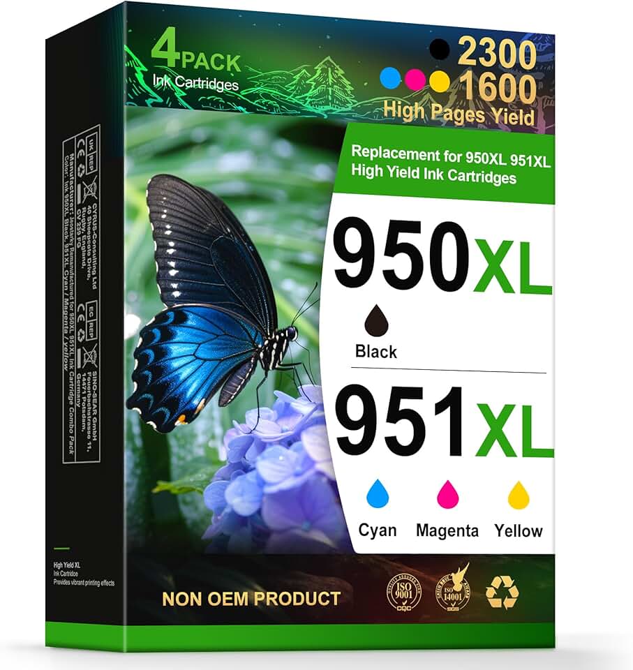 High Yield Ink Cartridge Set for OfficeJet Pro Printers