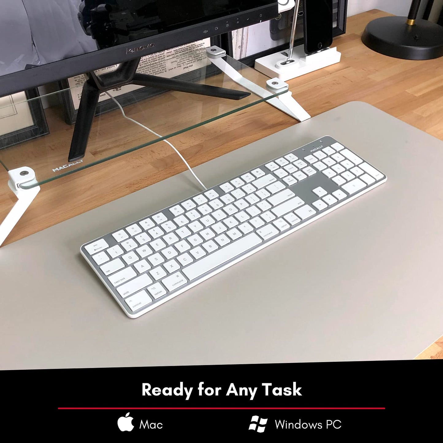 Ultra-Slim USB Wired Keyboard for Mac - Compatible Apple Keyboard with Numeric Keypad - Mac Keyboard for MacBook Pro/Air, iMac, Mac Mini, Laptop Computers, Windows Desktop PC Laptops, Silver