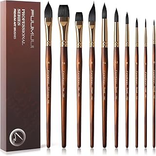 10-Piece Watercolor Brush Set with Synthetic Squirrel Hair