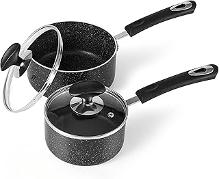 Nonstick Saucepan Set with Lids, 1Qt & 2Qt Small Pots