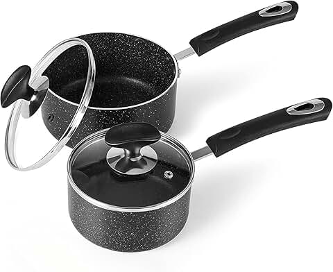 Nonstick Saucepan Set with Lids, 1Qt & 2Qt Small Pots