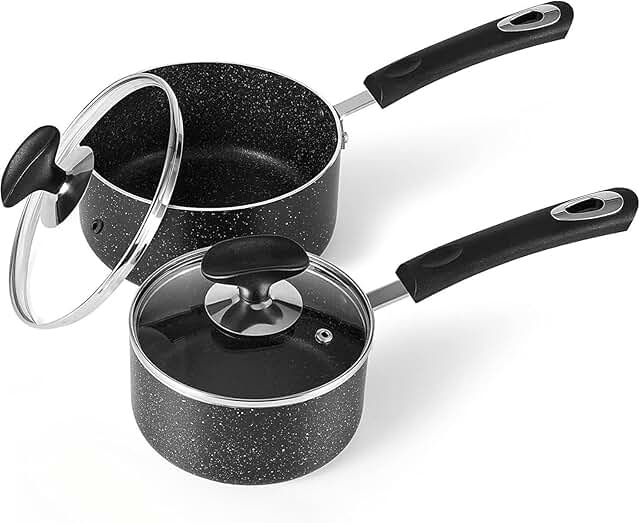 Nonstick Saucepan Set with Lids, 1Qt & 2Qt Small Pots