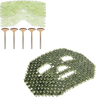 2-Piece Jade Eye Mask and Facial Brush Set for Spa and Travel