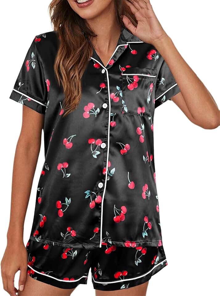 Women's Satin Short Sleeve Pajama Set