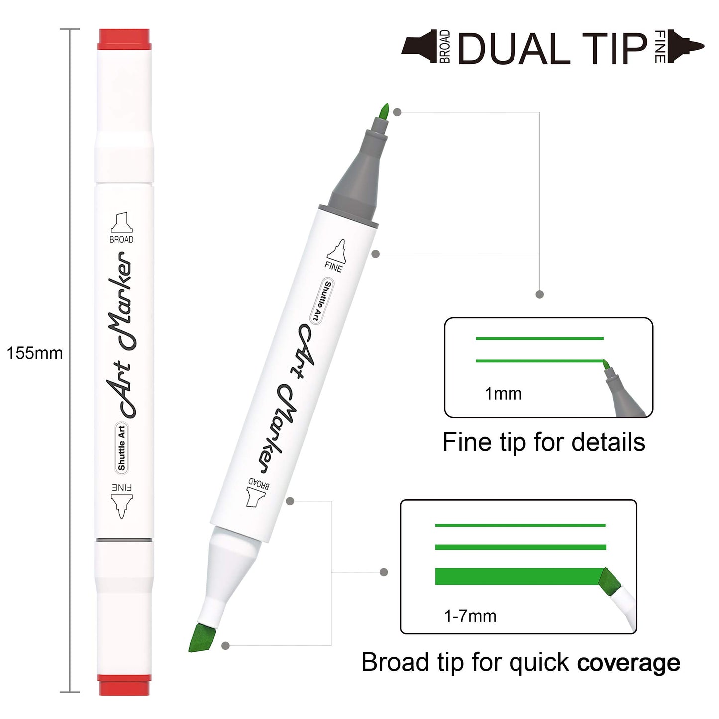 172 Colors Dual Tip Alcohol Markers Set with Case