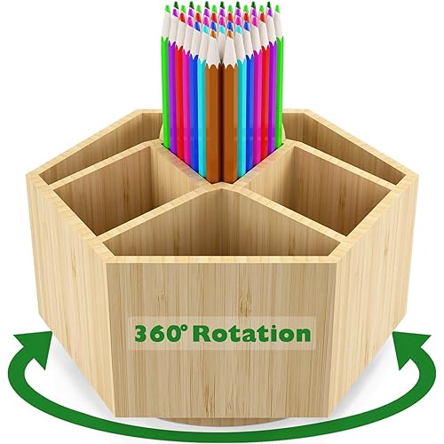 Bamboo Art Supply Organizer for Pencils and Brushes