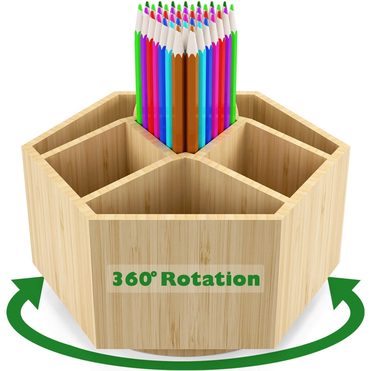 Bamboo Art Supply Organizer for Pencils and Brushes