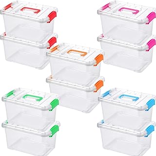 10 Pack Clear Plastic Storage Bins with Handles and Lids