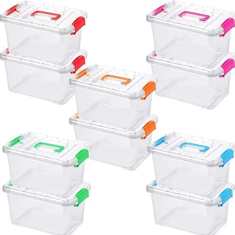 10 Pack Clear Plastic Storage Bins with Handles and Lids
