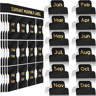 48 Black Adhesive Monthly Planner Tabs
