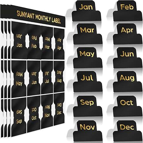 48 Black Adhesive Monthly Planner Tabs