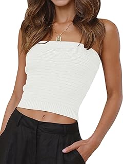 Women’s Summer Strapless Ribbed Crop Top
