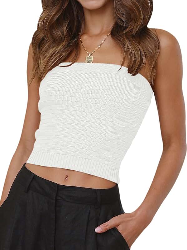 Women’s Summer Strapless Ribbed Crop Top