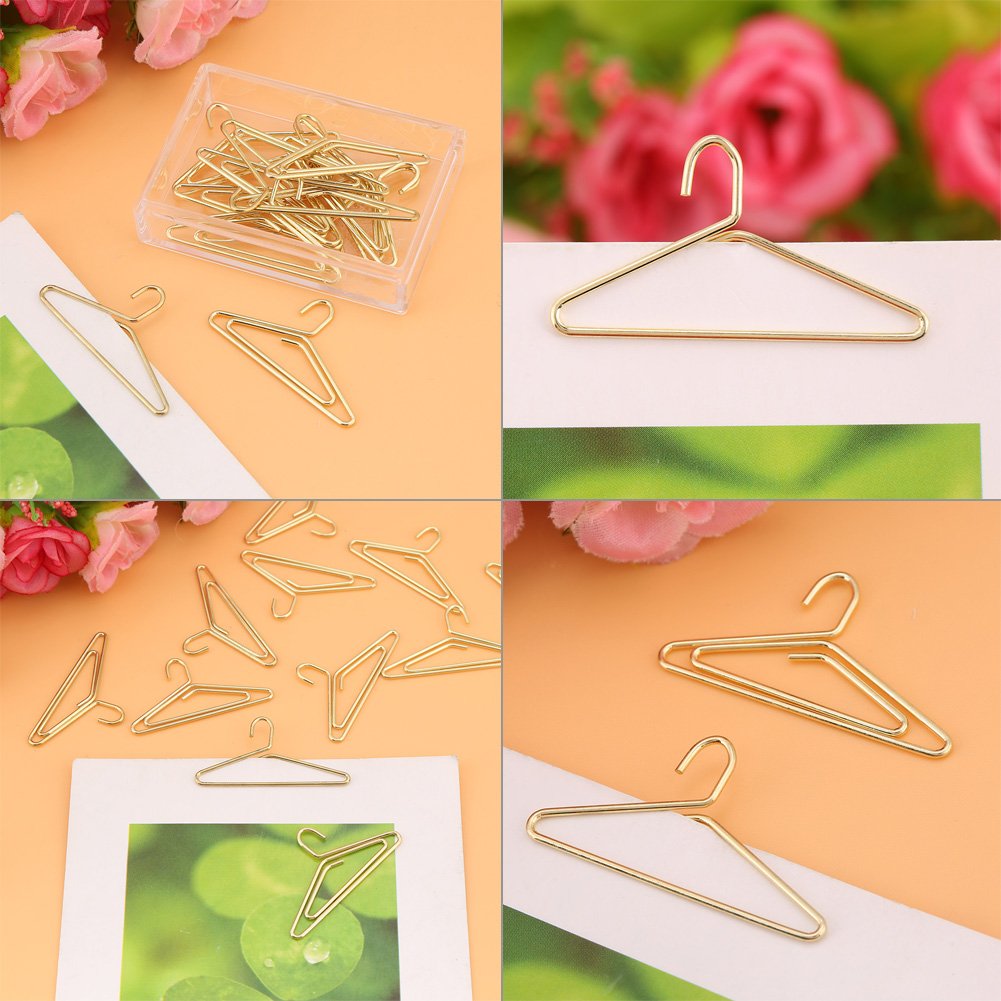 12 Hanger-Shaped Metal Paper Clips for Office and Home