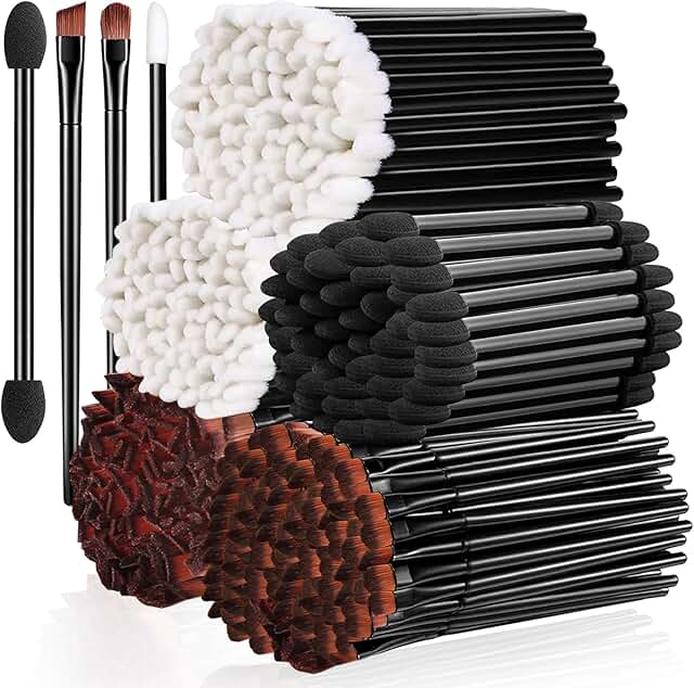 250-Piece Disposable Makeup Brush Set for Face and Eyes