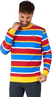 Men's Multicolor Sesame Street Slim Fit Crew Neck Sweater