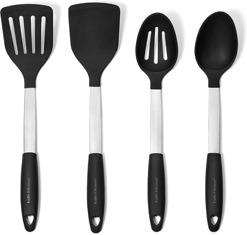 4-Piece Silicone and Stainless Steel Cooking Utensil Set