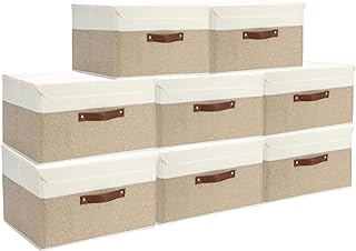 Set of 8 Fabric Storage Bins with Lids