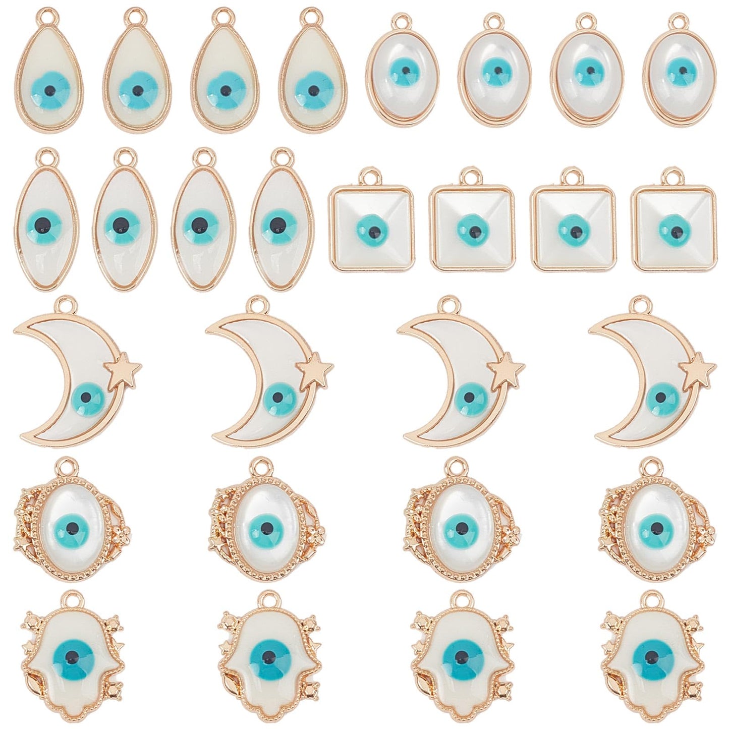 White Resin Charms Bulk for Jewelry Making and DIY Crafts