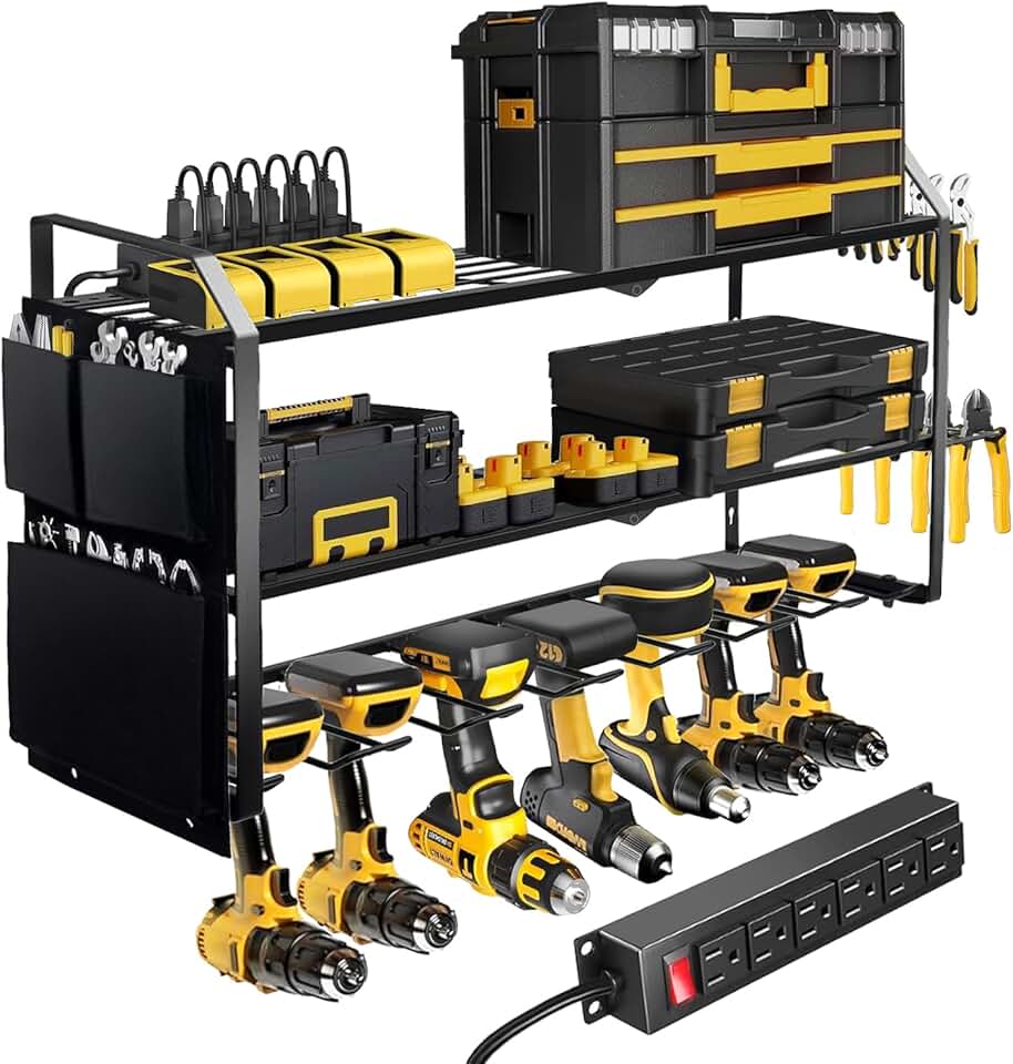 27-inch Wall-Mount Garage Tool Organizer with Charging Station