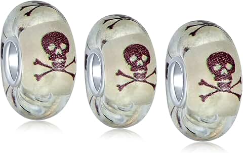 Halloween Skeleton Charm with Red Eyes for Bracelets