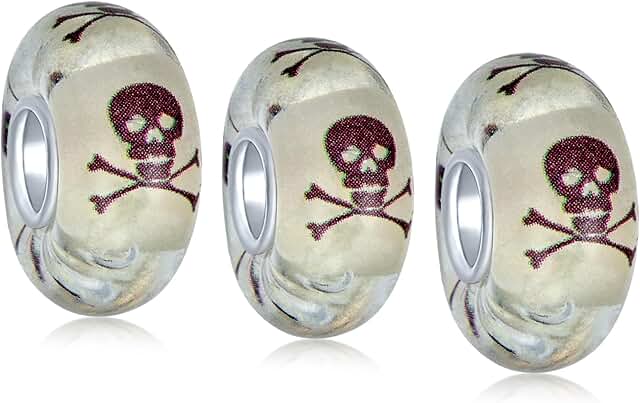 Halloween Skeleton Charm with Red Eyes for Bracelets