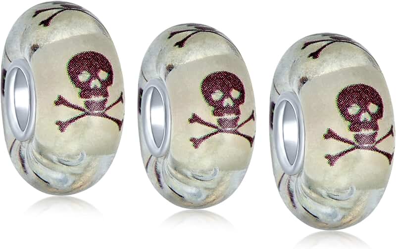 Halloween Skeleton Charm with Red Eyes for Bracelets