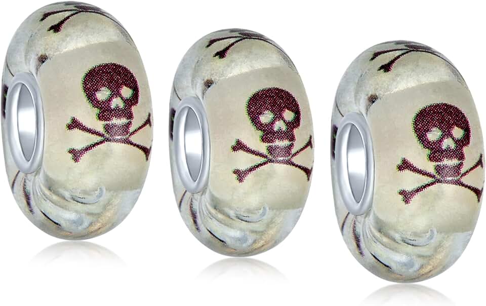 Halloween Skeleton Charm with Red Eyes for Bracelets