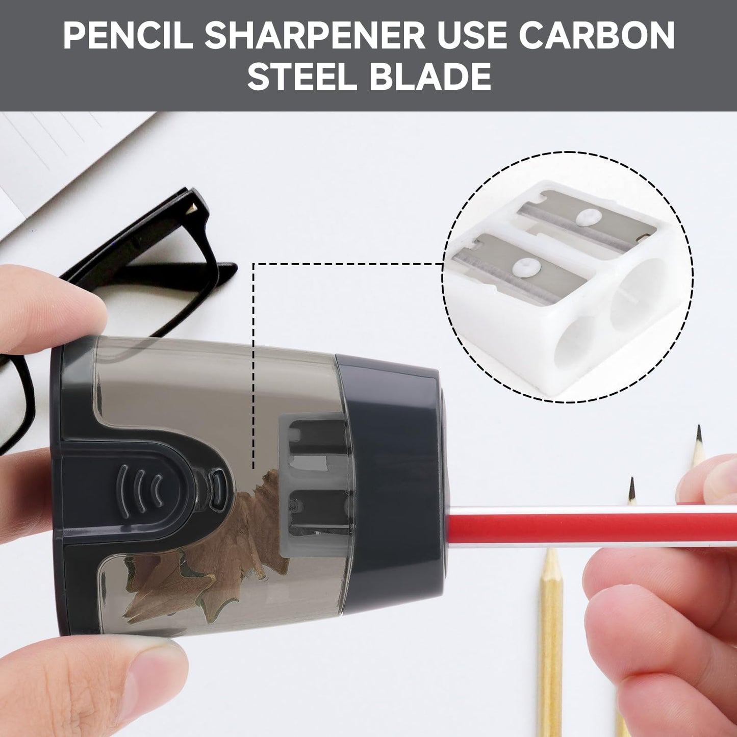 Manual Pencil Sharpener with Two Holes, Pack of 2