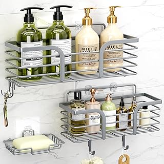3 Pack Shower Caddies with Adhesive Wall Mounts
