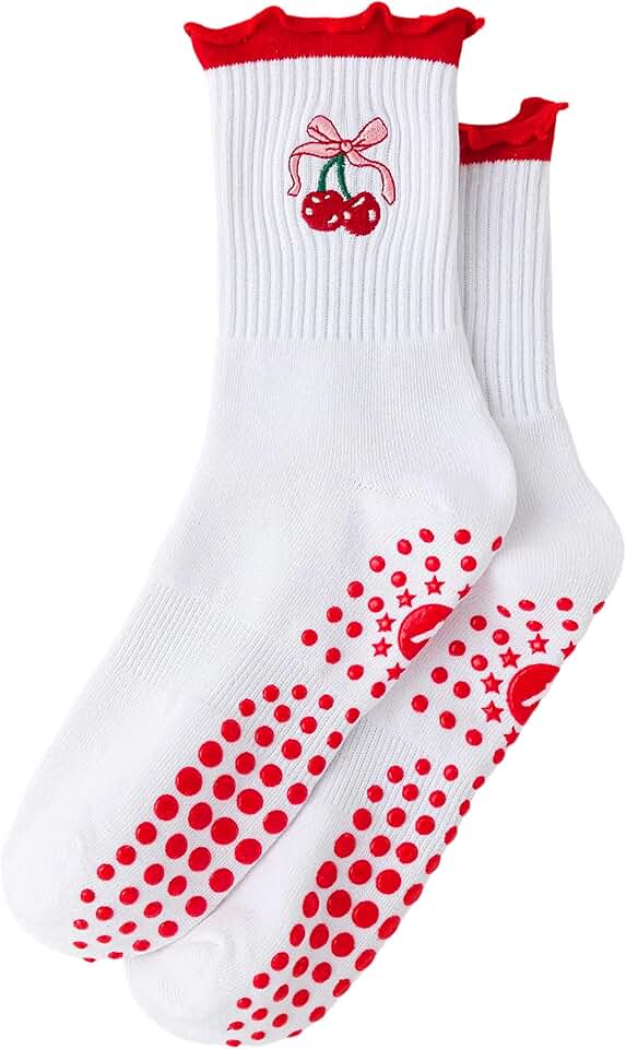 Cute Ruffle Cotton Grip Socks for Women