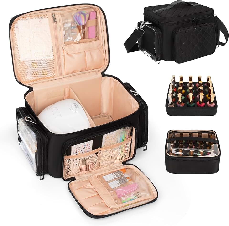 Portable Nail Polish and Lamp Storage Case