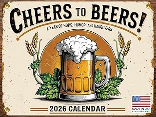 2026 Monthly Wall Calendar with Beer Signs