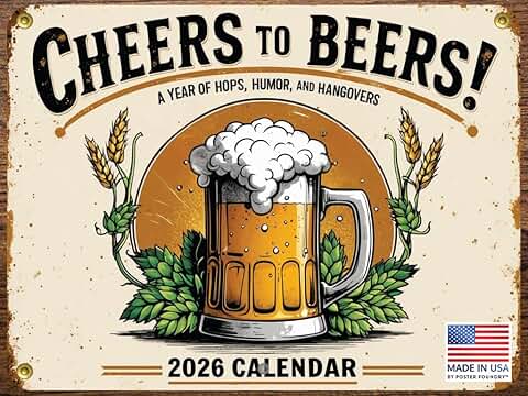 2026 Monthly Wall Calendar with Beer Signs