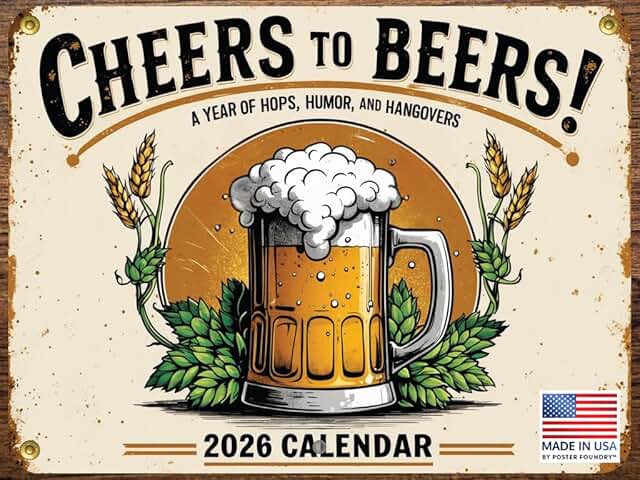 2026 Monthly Wall Calendar with Beer Signs
